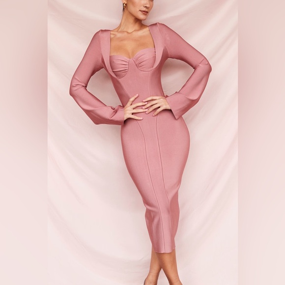 NWT House of CB Body Rose Bandage Midi Dress Size Small Glam Statement Bodycon - Picture 9 of 12